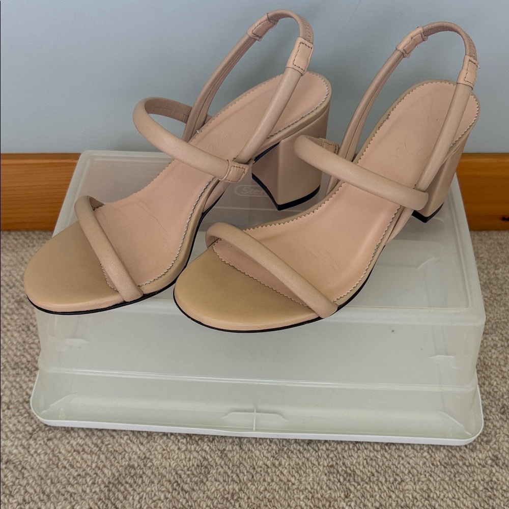 J. Crew Blush Nude Strappy Block Heel Sandals